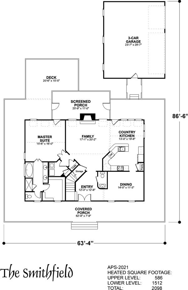 Lower Floorplan image of The Smithfield House Plan